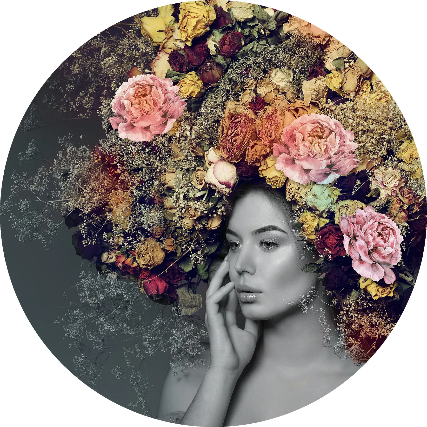 Glasbild WOMAN & FLOWERS II 258792