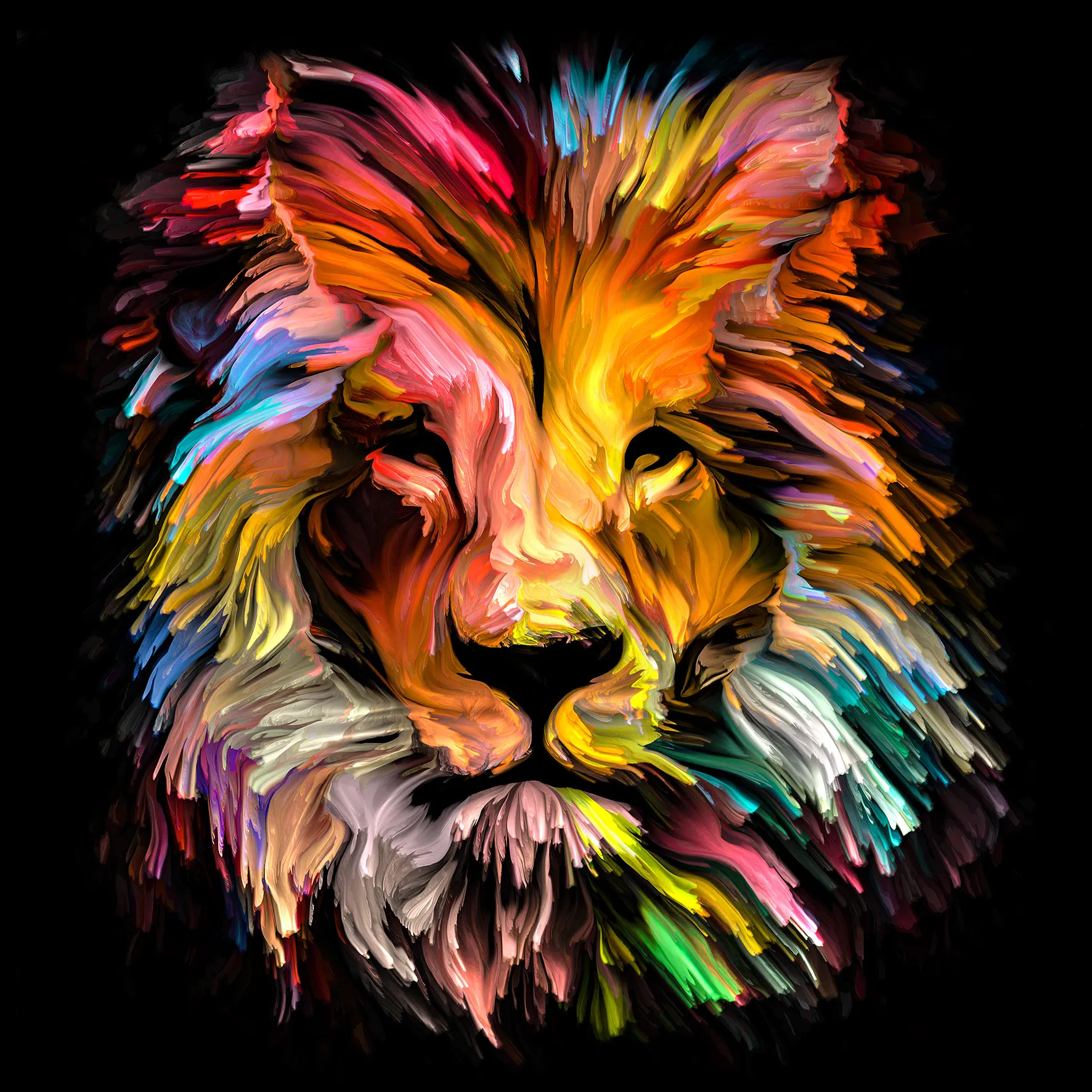 Glasbild COLORFUL LION HEAD 583178