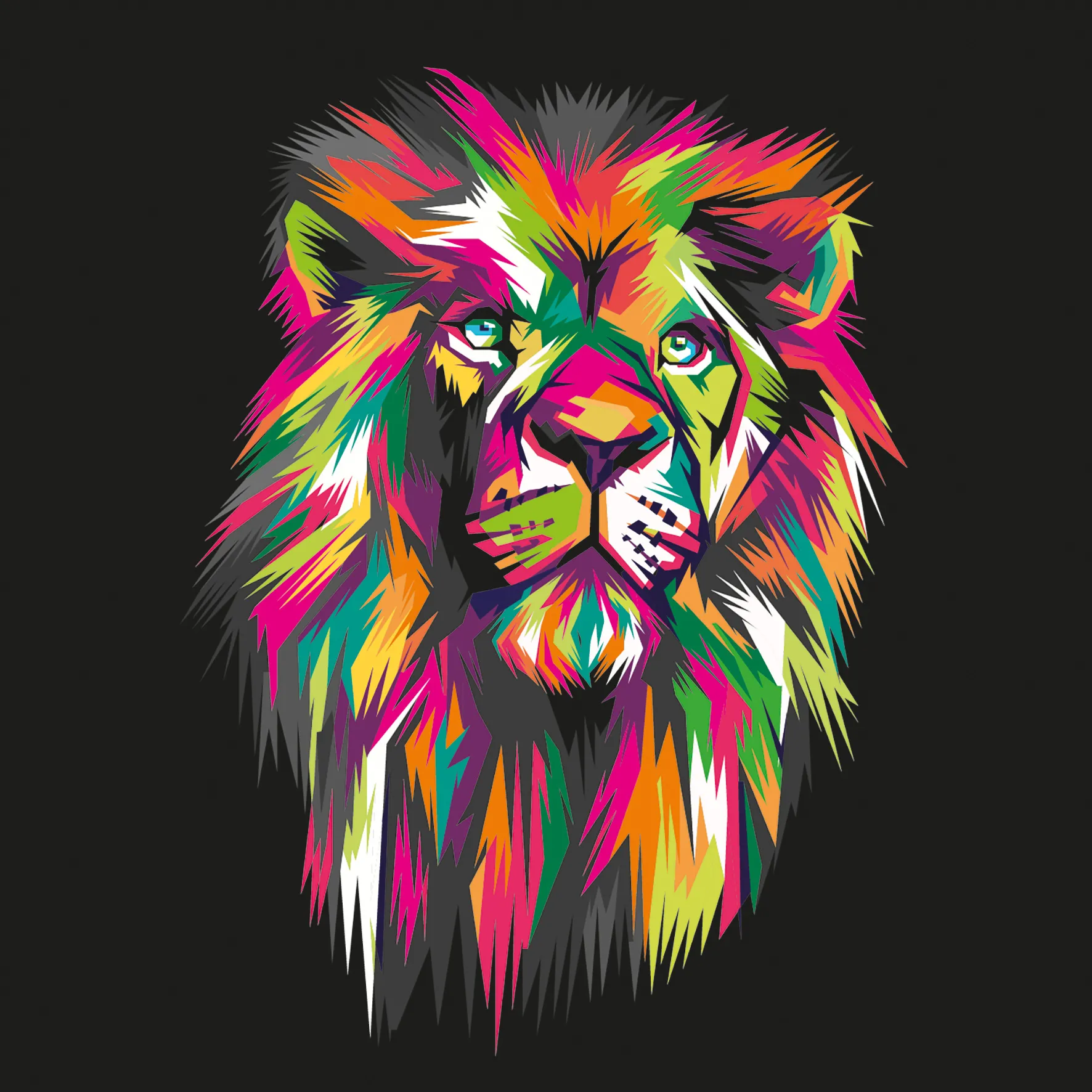 Glasbild COLORFUL LION HEAD II 583179