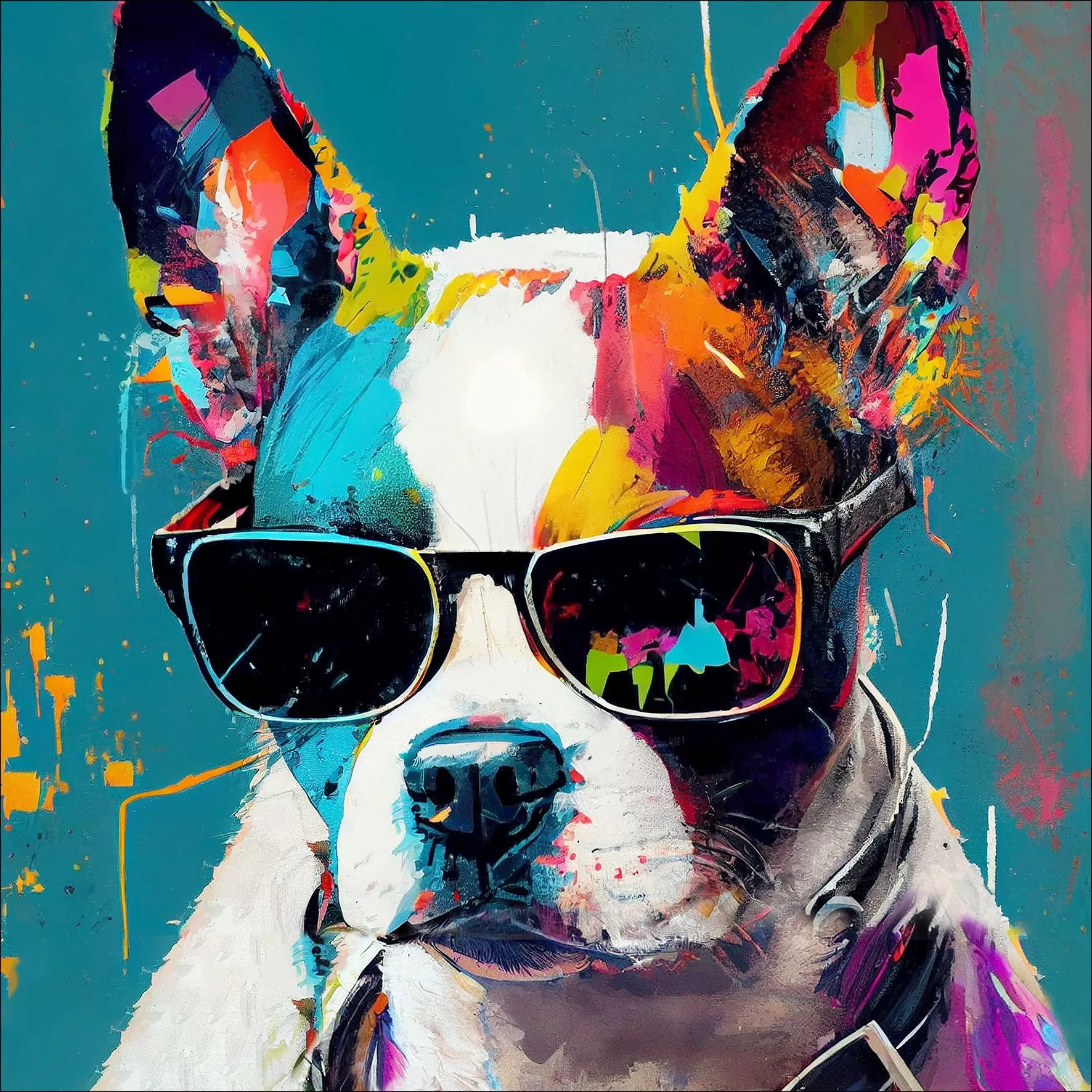 Glasbild DOG WITH SUNGLASSES I 583189