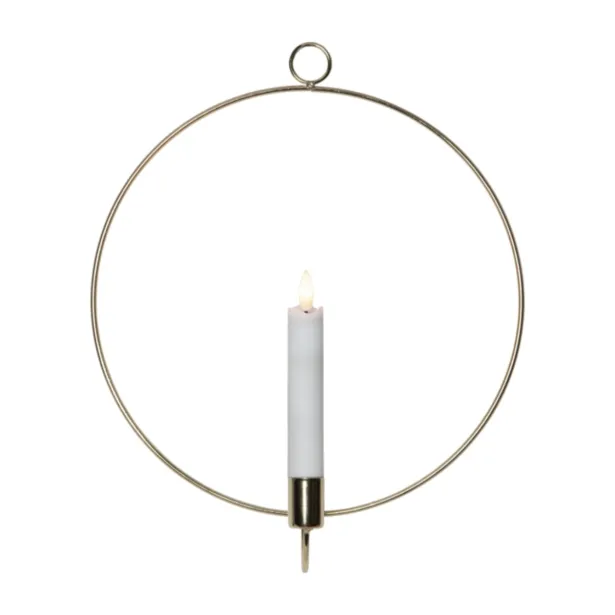 Star Trading LED Fenster Dekoring Flamme Ring 34 cm hängend mit Antikkerze batteriebetrieben IP20 messing - warmweiß