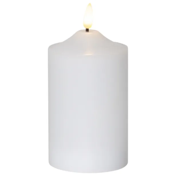 Star Trading LED Stumpenkerze Flamme Wachsoptik Höhe 15 cm batteriebetrieben Weiß - warmweiß