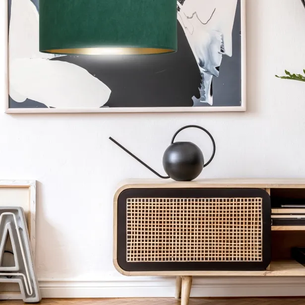 EMIBIG LED Hängelampe HILDE K1 Veloursstruktur höhenverstellbar E27 Ø 35 cm 15W grün - ohne Leuchtmittel