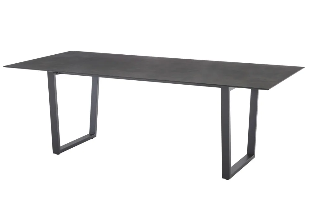 Diamond Garden Oxford Kufentisch HPL Granit dunkel Edelstahl Dunkelgrau 220x100 cm