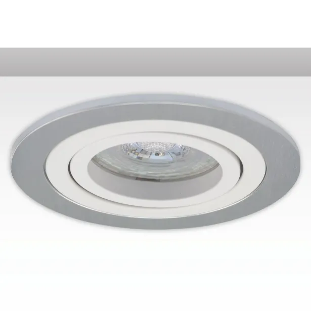 ISOLED Einbaurahmen rund Alu gebürstet/Alu weiß für GU10/MR16 Spots