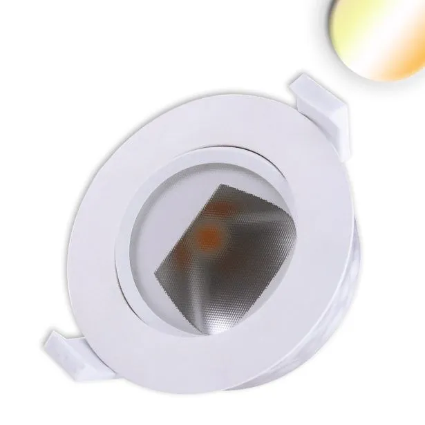 ISOLED LED Einbaustrahler asym. COB weiß 8W 50° IP44 dimmbar - warmweiß