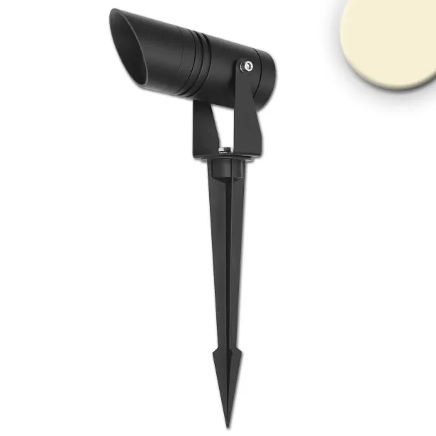ISOLED LED Gartenstrahler rund Aluminium 30° schwarz 220V - warmweiß