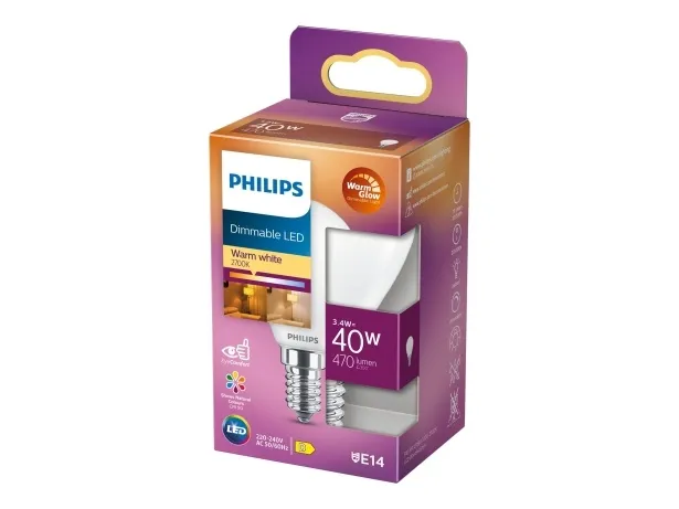 Signify Philips LED-Lampe Form: P45 matt Finish E14 3.4 W (Entsprechung 40 W)