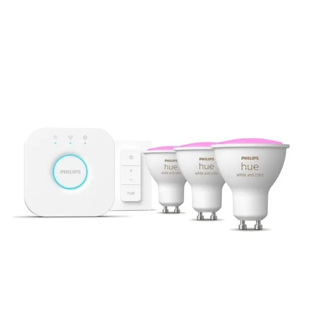 Signify Philips Hue White and Color Ambiance Starter Kit Drahtloses Beleuchtungs-Kit LED-Lampe x 3 GU10 4.3 W (Entsprechung 35 W)