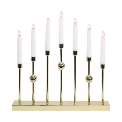 Star Trading Kerzenständer Gustavo aus Metall 7-flammig 34V E10 Länge 37 cm IP20 Messing