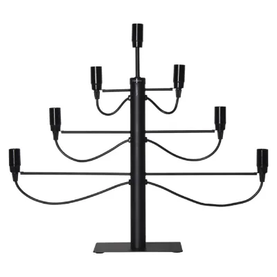 Star Trading moderner Kerzenständer aus Metall MILANO 7-flammig Höhe 52.5 cm E14 IP20 - Schwarz (ohne Leuchtmittel)