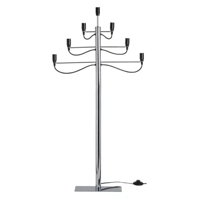 Star Trading Stilvoller Kerzenleuchterl MILANO aus Metal 7-flammig Höhe 120cm E14 IP20 - Chrom (hen Leuchtmittel)