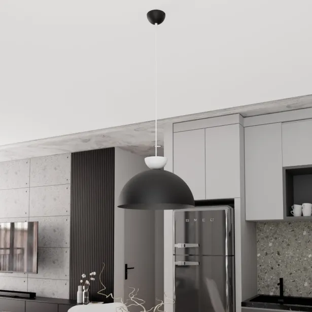 EMIBIG halbkugelförmige Hängelampe LUNARO 1L im Loft Stil GX53 Ø 40 cm 1-flammig 12W Schwarz / Weiß - ohne Leuchtmittel