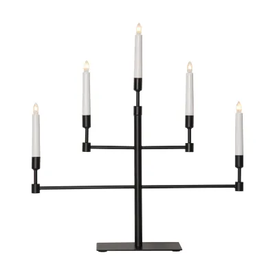 Star Trading moderner Adventsleuchter Vide aus Metall 5-flammig E10 Höhe 53 cm IP20 Schwarz