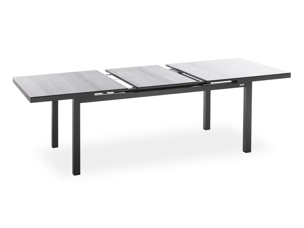 Niehoff Nancer Ausziehtisch Aluminium/Glasauflage Holzoptik 180/240x100 cm