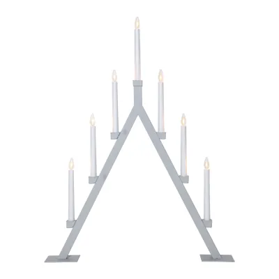 Star Trading Adventskerzenhalter Oliver aus Metall 7-flammig IP20 E10 Höhe 75 cm Grau