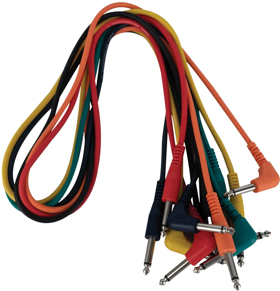 DAP-Audio FL14 – 6-farbige, unsymmetrische Patchkabel, gerade, 90°, 90 cm