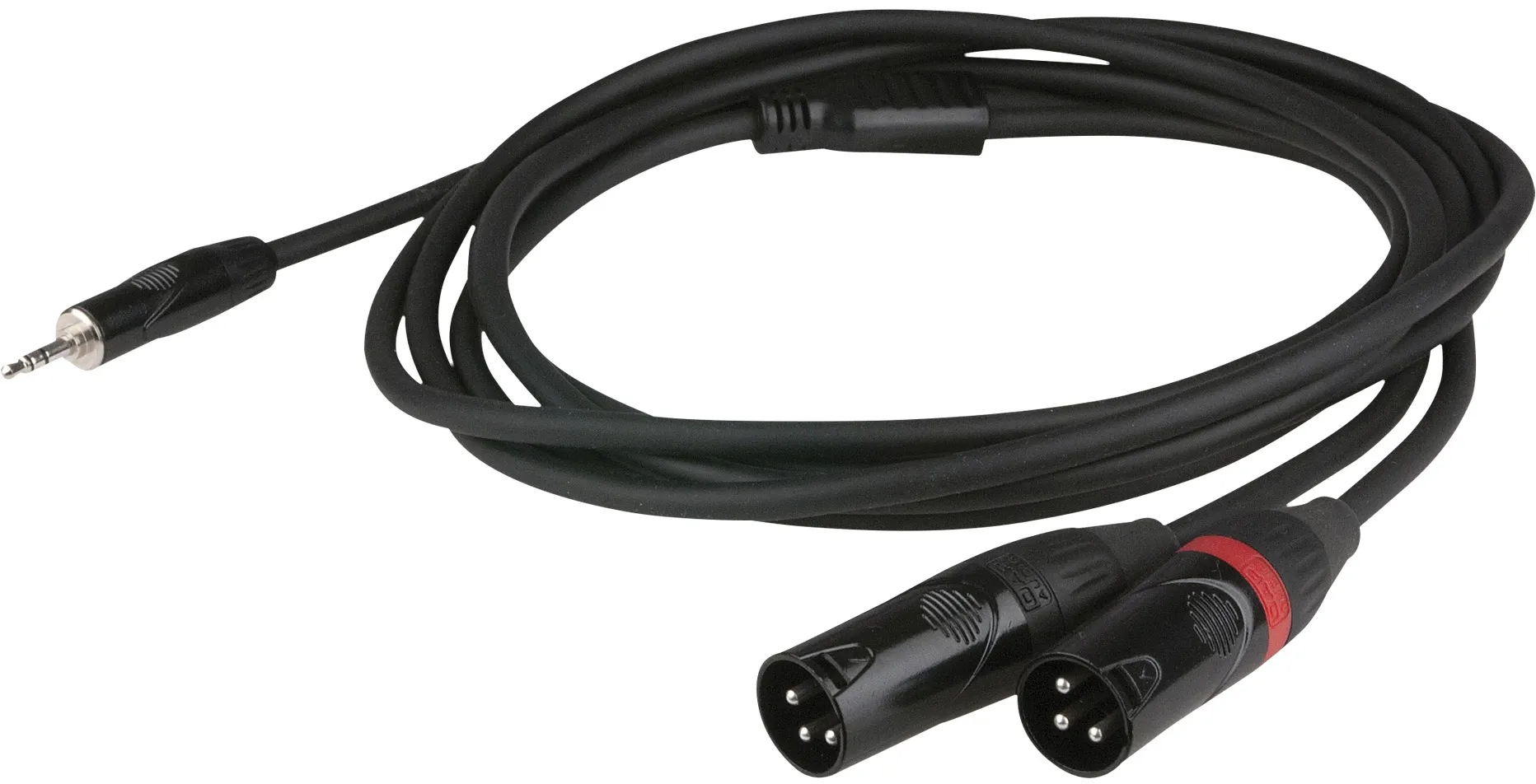 DAP-Audio FLX46 – Stereo-Miniklinkenstecker auf 2 x XLR/M 3P, 3 m – versenkter Stecker