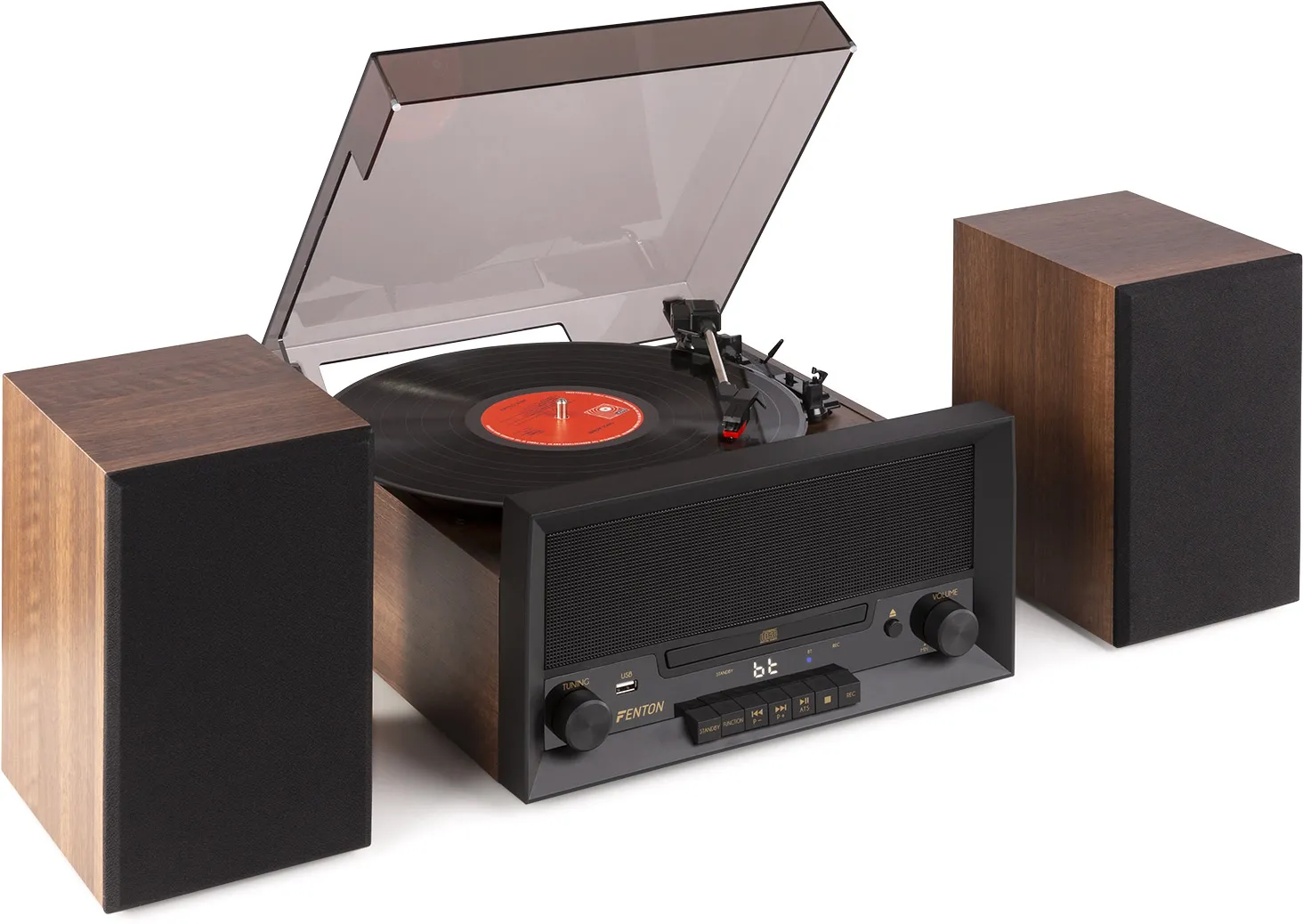 Fenton RP135WSET Plattenspieler 60er Jahre Kombi mit Lautsprechern