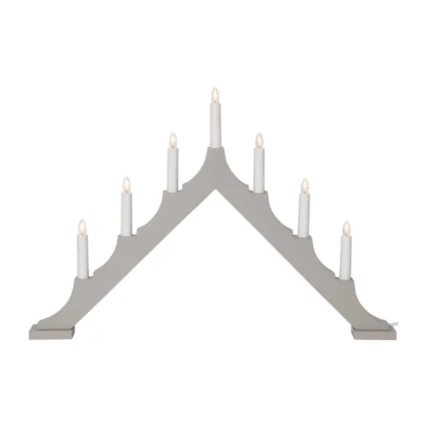 Star Trading Beigefarbener Adventsleuchter Alma aus Holz 7-flammig E10 Höhe 47 cm IP20 mit Schlater