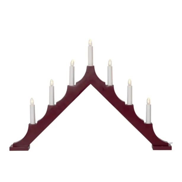 Star Trading Roter Adventsleuchter Alma aus Holz 7-flammig E10 Höhe 47 cm IP20 mit Schlater