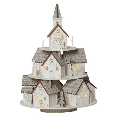 Star Trading LED Landschaft Grauberg 9 warmweiße LEDs Laser-cut grau ca. 21x21x29 cm mit Musik und Bewegung batteriebetrieben