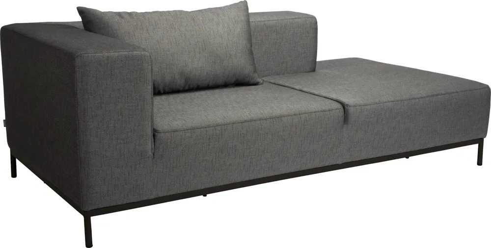 Stern Recamiere Taavi Alum. schwarz matt Armlehne links Outdoorstoff Seidenschwarz