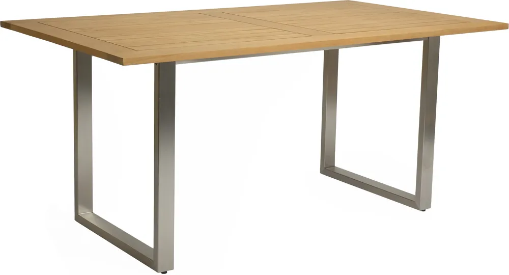Stern Kufentisch 180x100 cm Edelstahl Tischplatte Teak