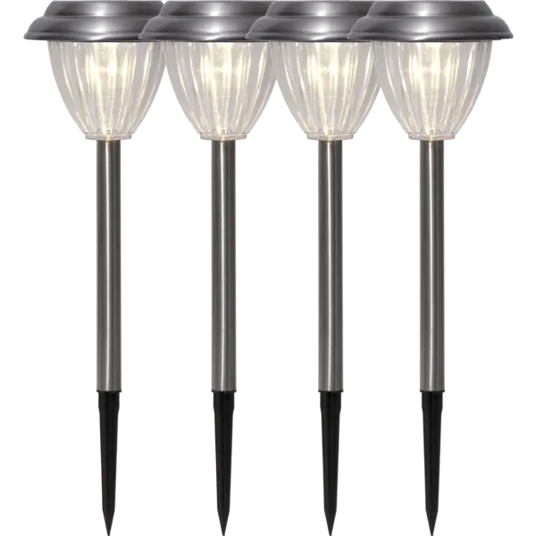 Star Trading LED-Solar Pathlights PALMA 4er Set 28 cm silber - warmweiß