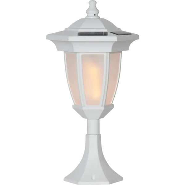 Star Trading Solarlaterne Flame batteriebetrieben Sensor IP44 weiß