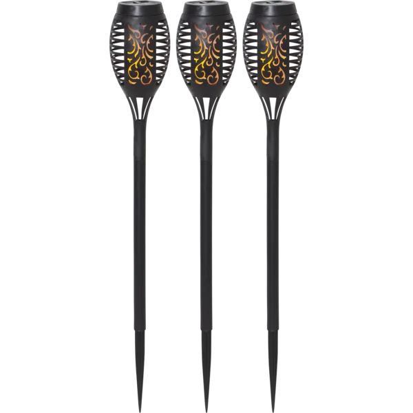 Star Trading LED-Solar-Fackel FLAME 3er Set 40 cm batteriebetrieben schwarz