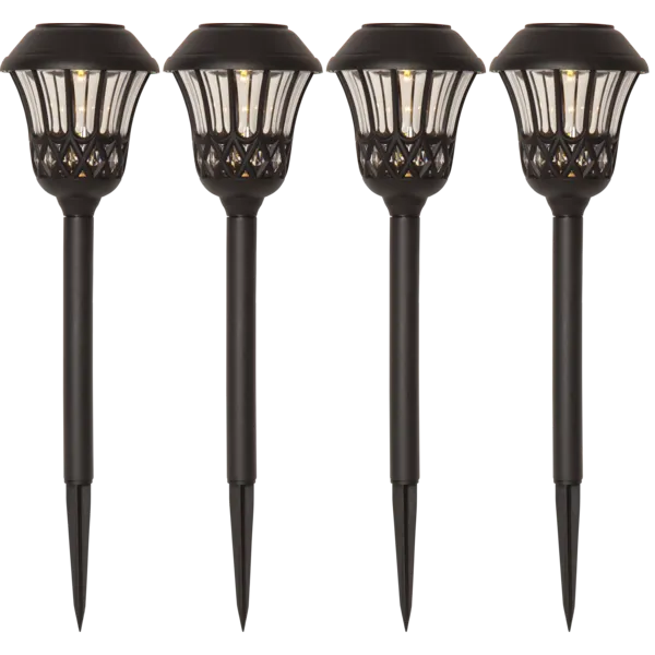 Star Trading LED-Solar-Wegelicht LACE 4er Set 31 cm schwarz - warmweiß