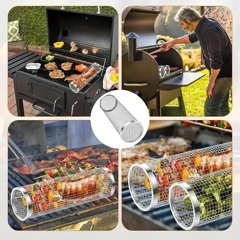 Edelstahl Barbecue Zylinder - perfekt für Gemüse & Meeresfrüchte