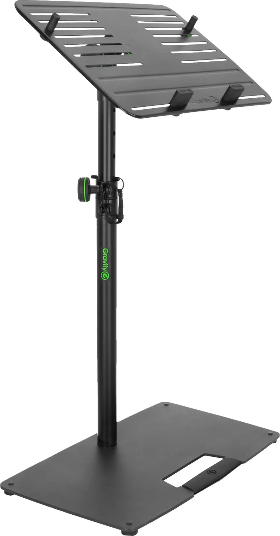 Gravity LTS T 02 B - Universal Laptop-Ständer mit verstellbaren Haltepins und Stahlfuß, Schwarz