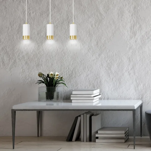 EMIBIG Hängelampe FUMIKO 3 GU10 45 cm 3-flammig 8W weiß/gold - ohne Leuchtmittel