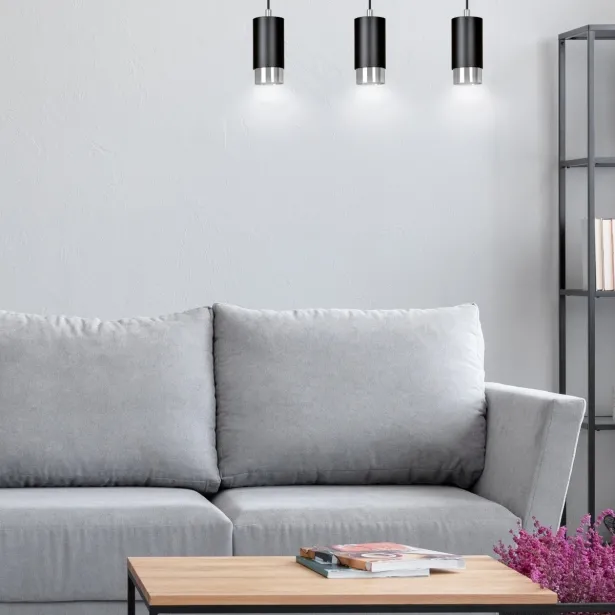 EMIBIG Hängelampe FUMIKO 3 GU10 45 cm 3-flammig 8W schwarz/chrom - ohne Leuchtmittel