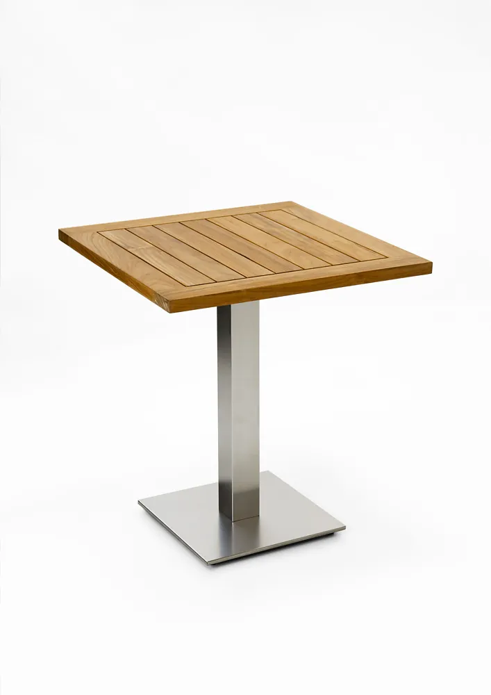 Niehoff Bistro Tisch Edelstahl Teak 68x68 - 140x95 cm