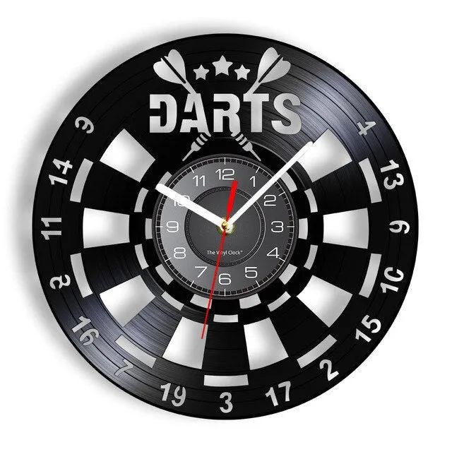 Vintage-Dartscheiben-Wanduhr aus Vinyl – Perfekt für Dart-Clubs & Bars