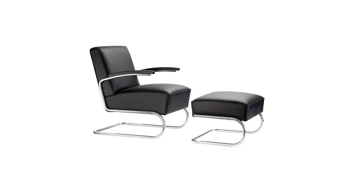 S 411 Sessel mit Hocker Leder