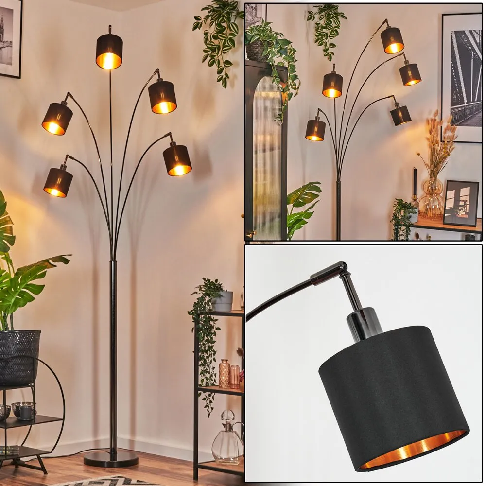 Alsen Stehleuchte Chrom, Schwarz, 5-flammig H3899144