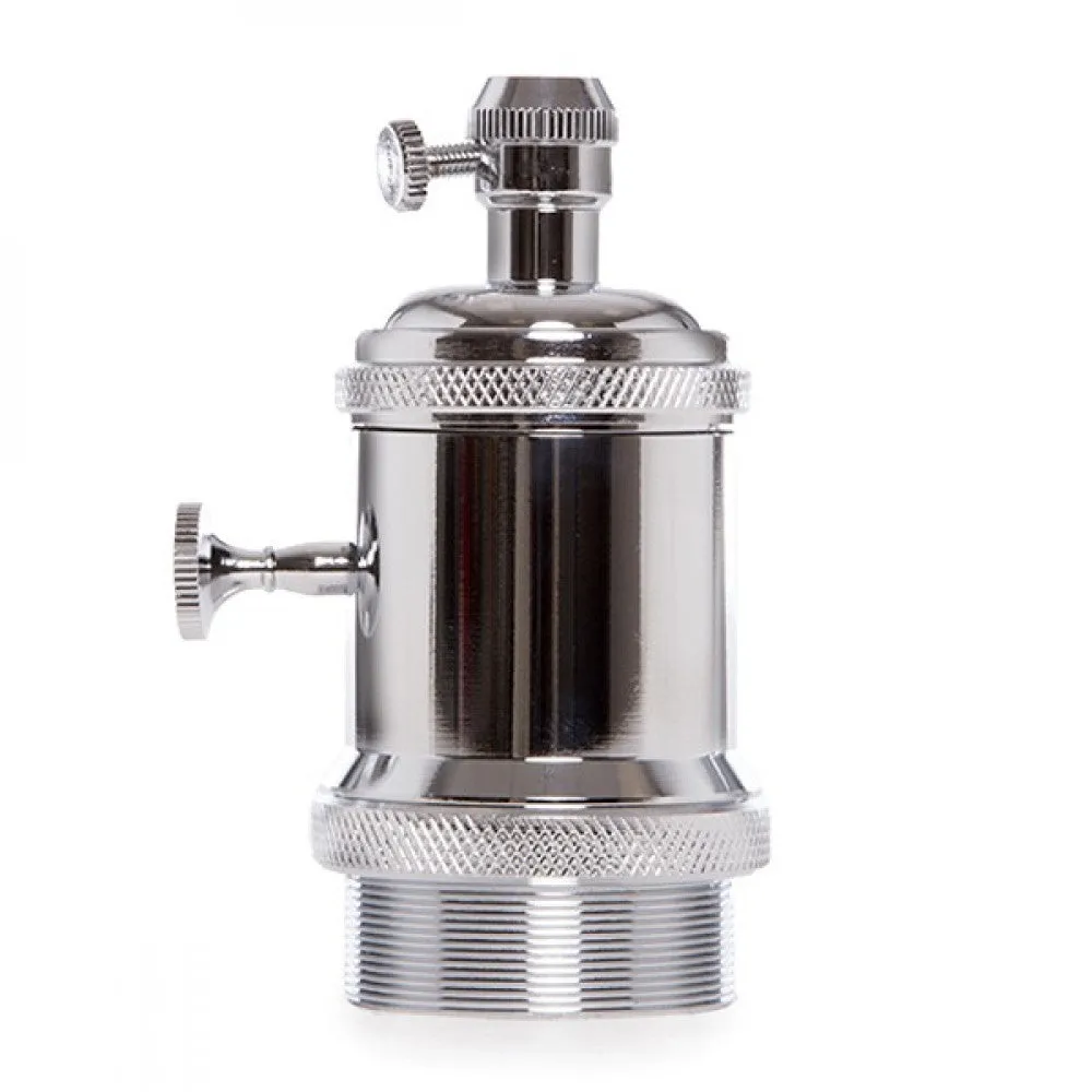 Lampenhalter E27 Kupfer Bakelit- Schalter Rotary, Farbe Chrom [AM-AH008]