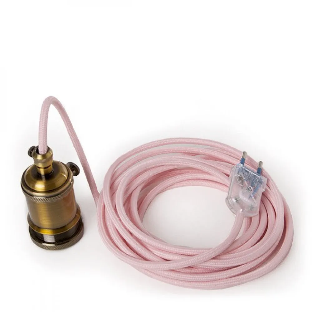 Pendel E27 Kabel 5000Mm Rot 3 X 0,75 Lampenhalter Schalter Rotary Messing - Stecker [AM-AT530]