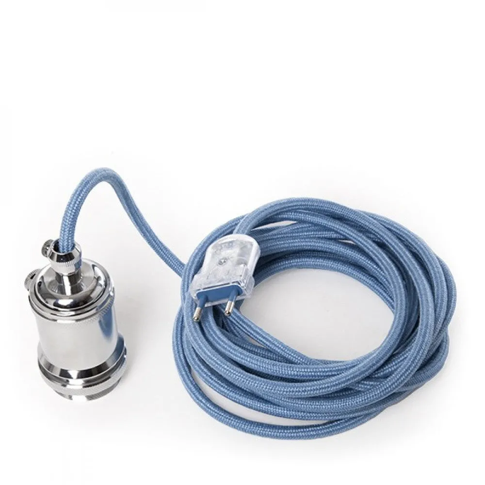 Pendel E27 Kabel 5000Mm Blau Celeste 3 X 0,75 Lampenhalter Schalter Rotary Kupfer - Stecker [AM-AT531]