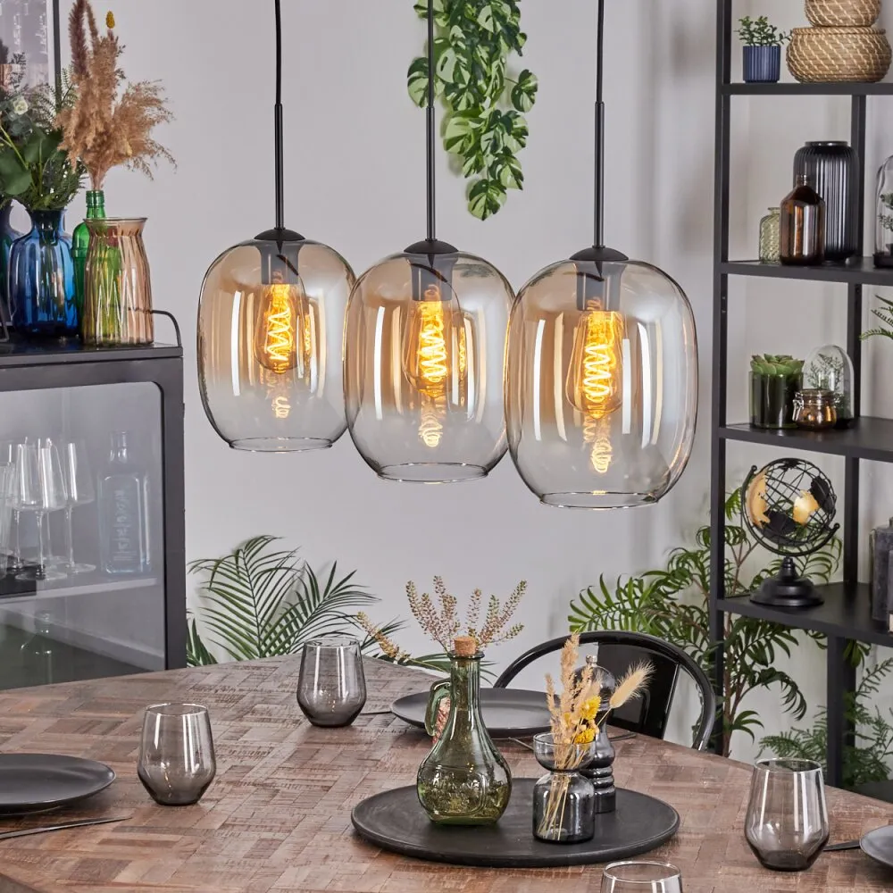 Apedo Hängeleuchte Glas 20 cm Bernsteinfarben, Klar, 3-flammig H3873410