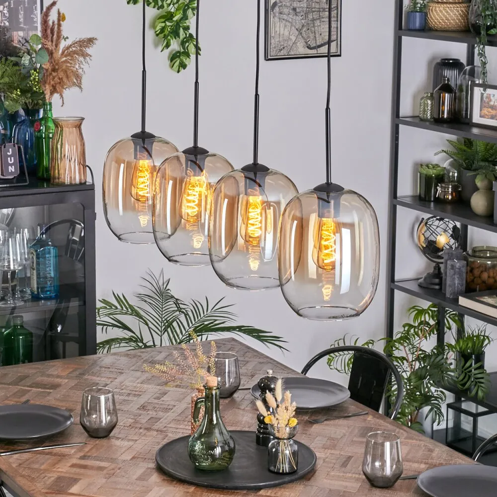 Apedo Hängeleuchte Glas 20 cm Bernsteinfarben, Klar, 4-flammig H3876749