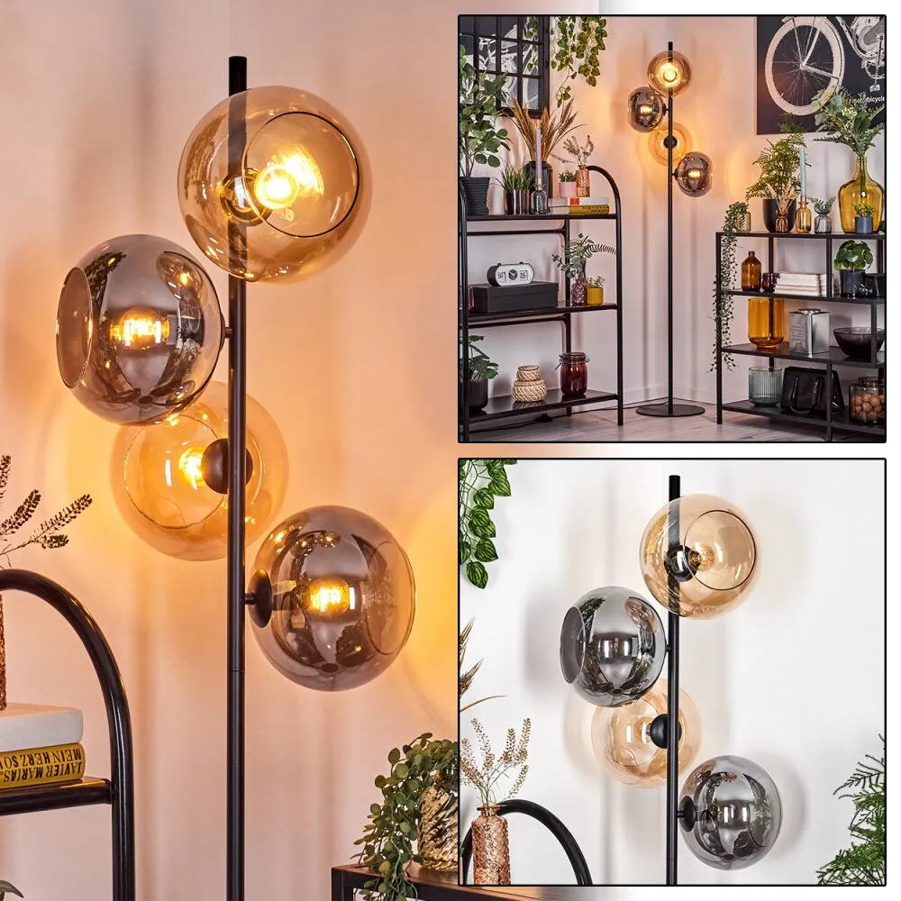 Apedo Stehleuchte Glas 20 cm Bernsteinfarben, Rauchfarben, 4-flammig H3864135