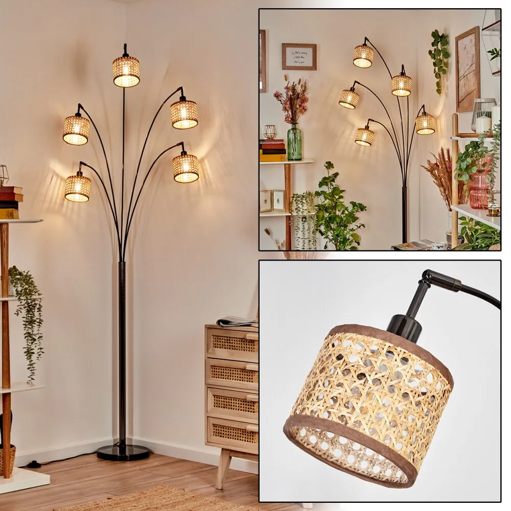 Barcos Stehleuchte Chrom, Schwarz, 5-flammig H3863176