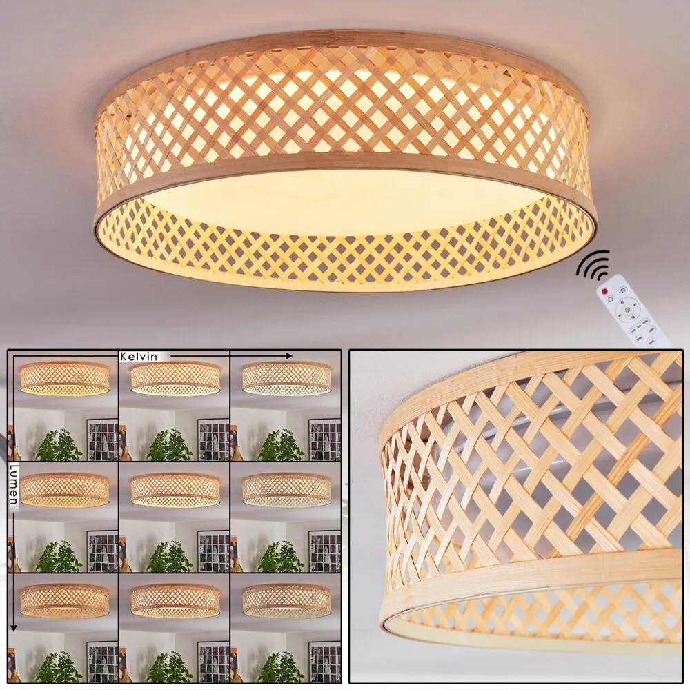 Barroco Deckenleuchte LED Naturfarben, Weiß, 1-flammig, Fernbedienung H3813980