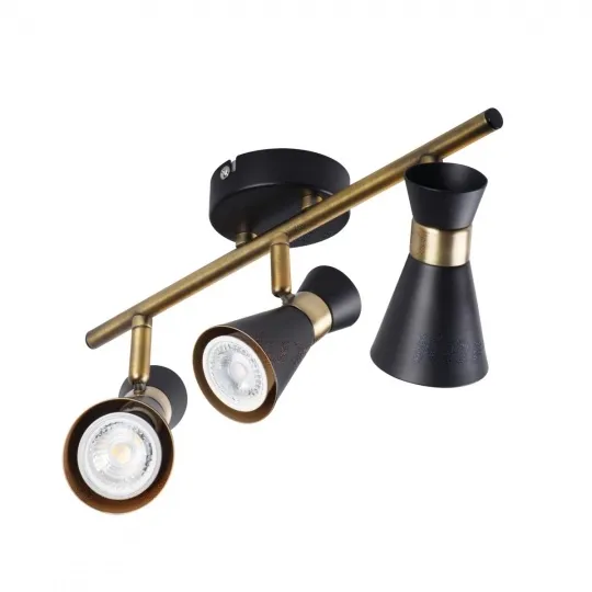 Kanlux Deckenleuchte MILENO 3-flammig schwarz/gold - ohne Leuchtmittel