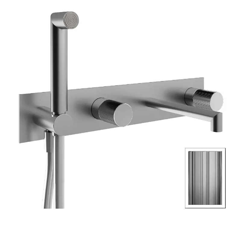 Unterputz-Wannen-/Brausebatterie mit Platte und Rändelgriff 28 mm Treemme